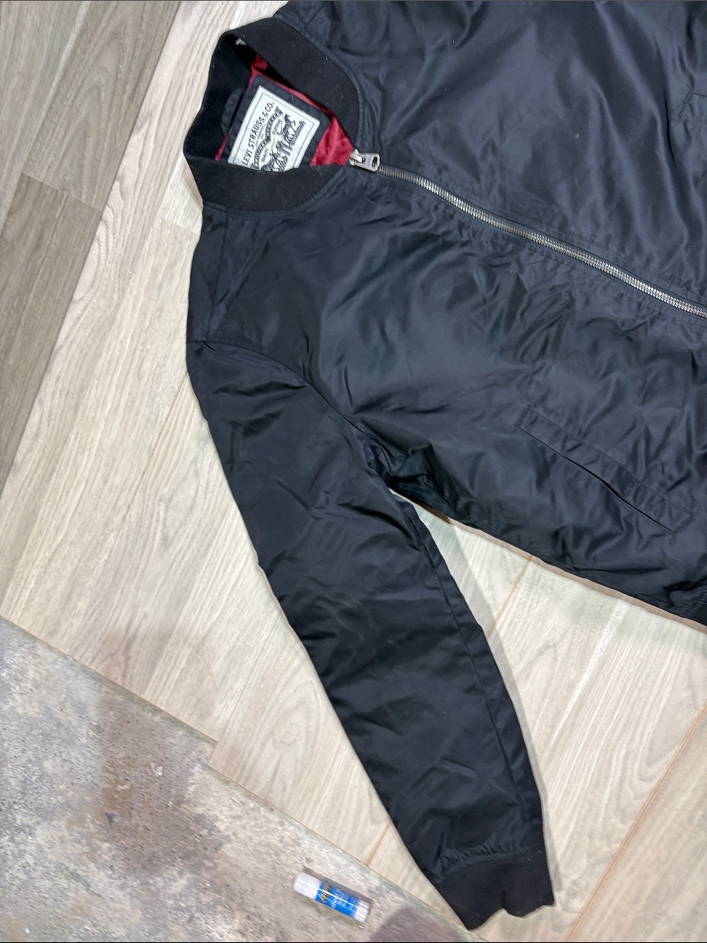 Signature by Levi Strauss Black Bomber Jacket with Red Trim - Picture 4 of 8
